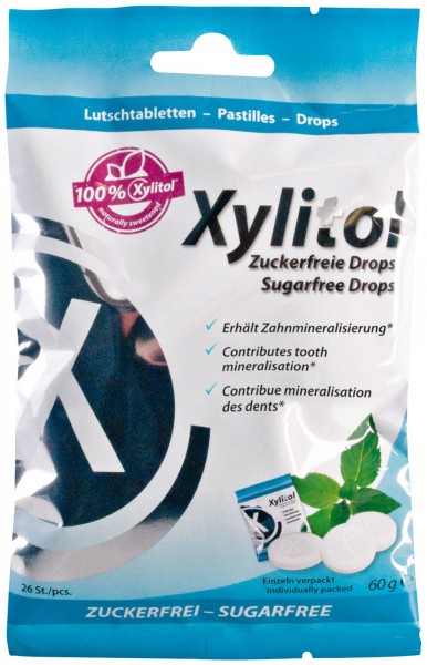 Xylitol Drops Minze Btl 60g